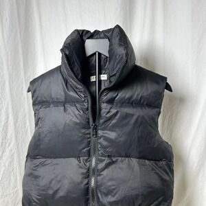 Fuinloth Womens Padded Vest High Stand Collar Lightweight Zip Crop Puffer small